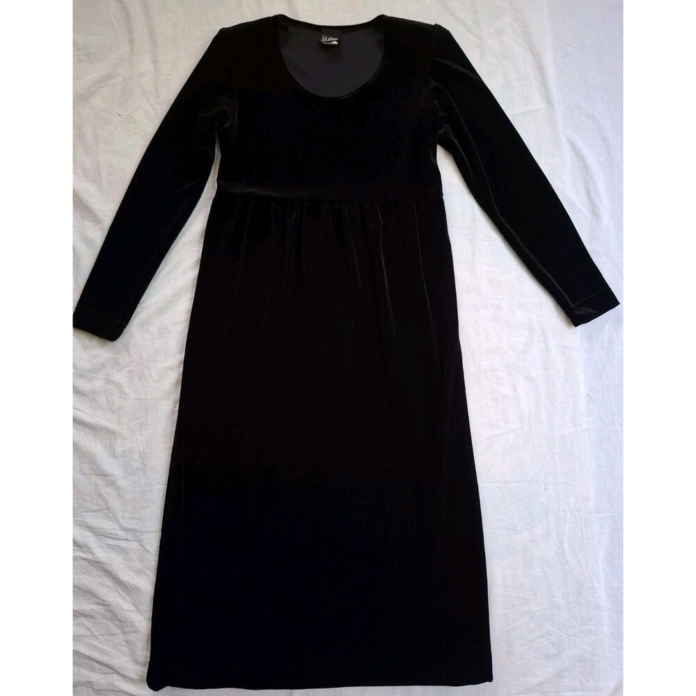 Vtg JD Stone Dress Black Velvet Velour Stretch Goth Witchy Witchcore Women's 2P